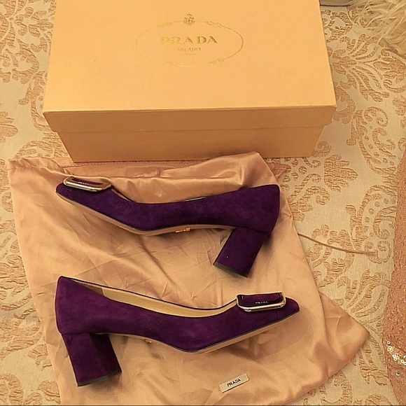PRADA💜purple block heels! In like new condition, these are beautiful shoes!❤️ - Picture 2 of 6